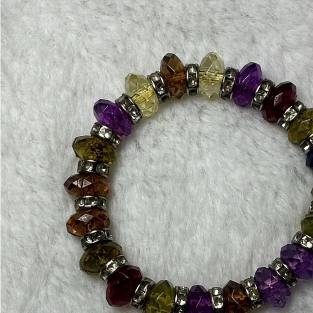 Multicolor Faceted Crystal Stretch Bracelet